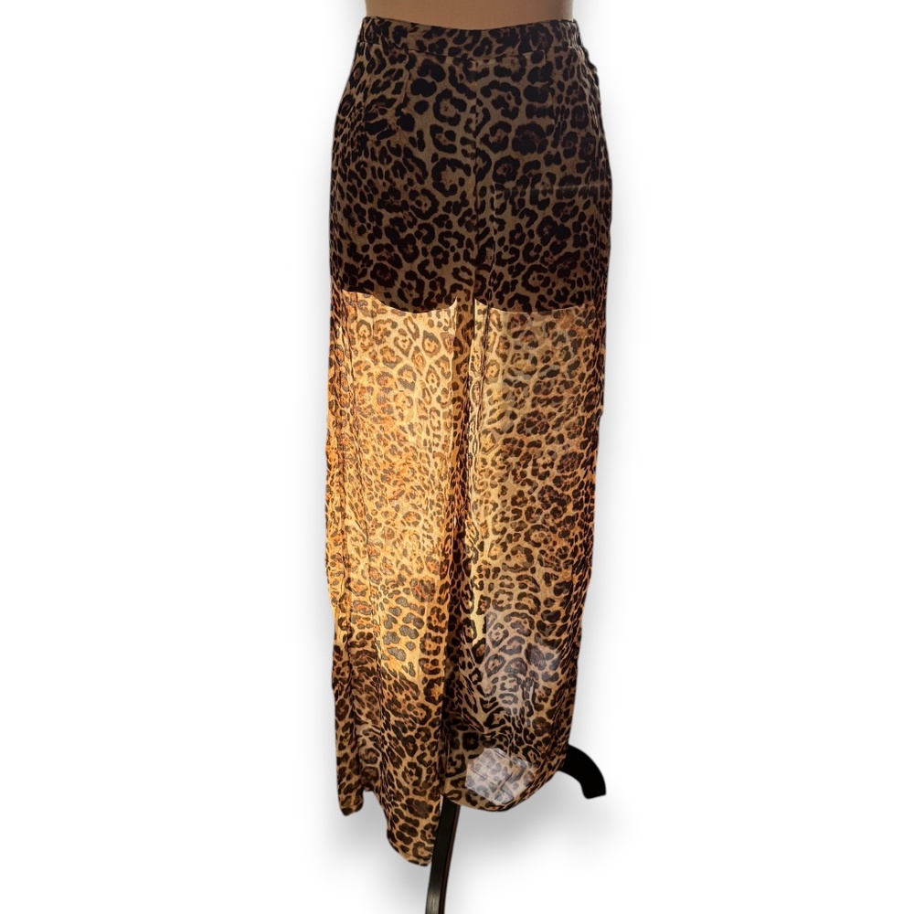 FOREVER 21 Leopard print wide leg pants size S - Picture 2 of 10